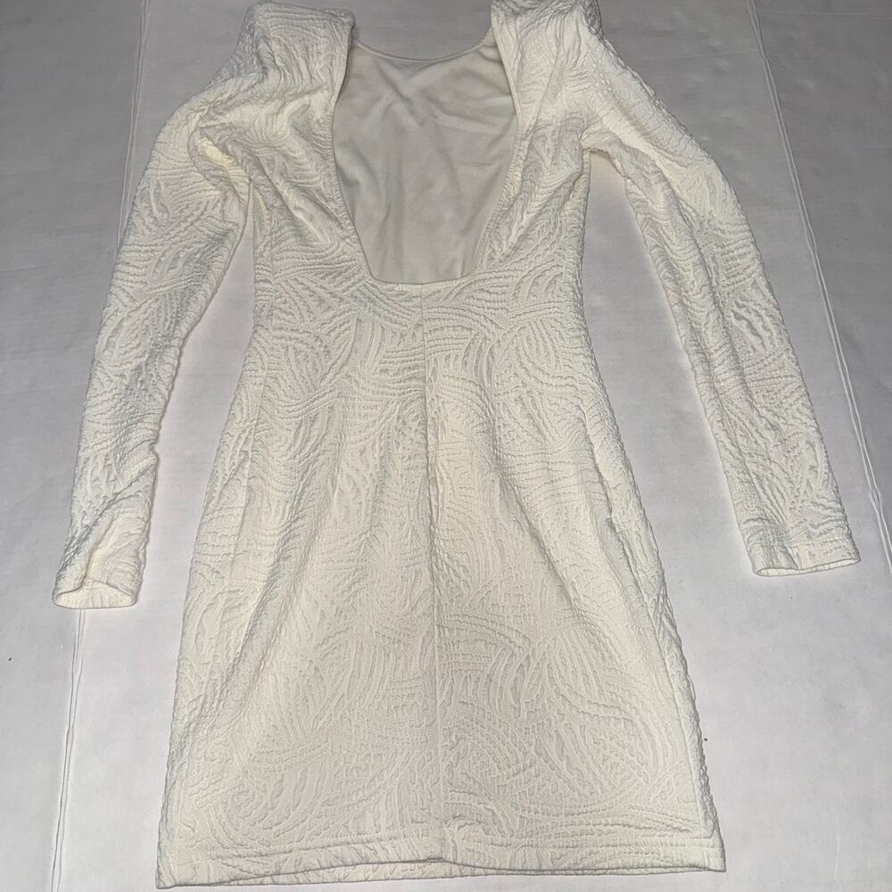 Backstage Womens XS Dress 80s Textured Bodycon Mini Low Back Feminine Lined Glam - Picture 2 of 10